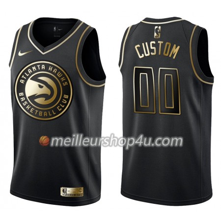 Maillot Basket Homme Atlanta Hawks Personnalisé Nike Noir Gold Edition Swingman